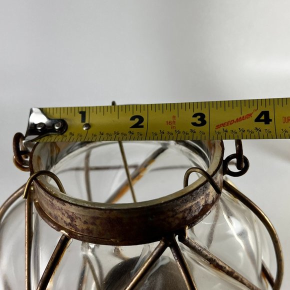 Vintage Handblown Round Wire Caged Glass Tea Light Candle Holder - Picture 16 of 16